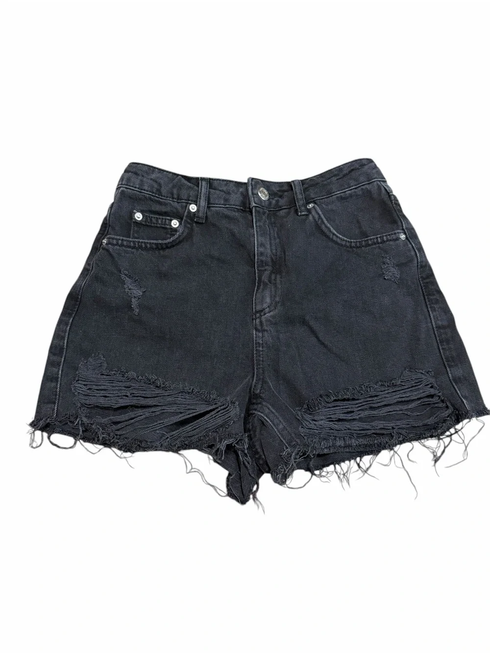 Topshop Moto Mom Denim Shorts | High Waisted |‎ Washed Black | Size 2